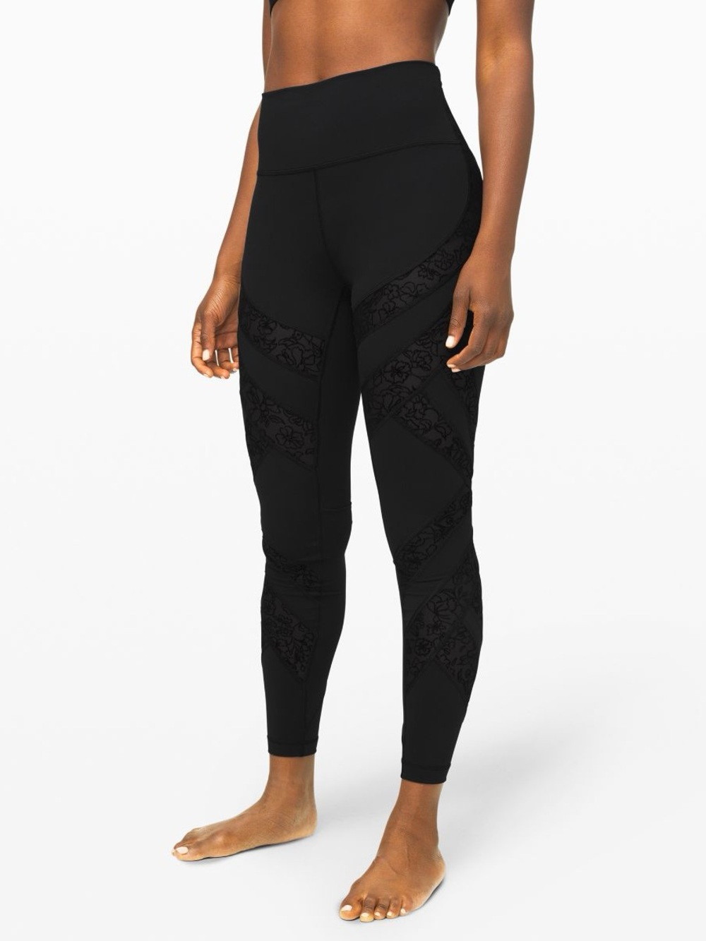 lululemon athletica Black High-Rise Lace-Panel Leggings